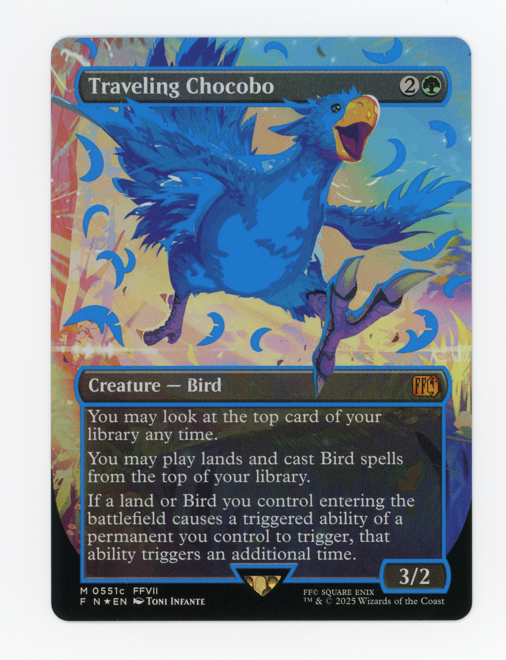 Traveling Chocobo — Borderless|Neon Ink Showcase|Blue|Foil — ID 16826