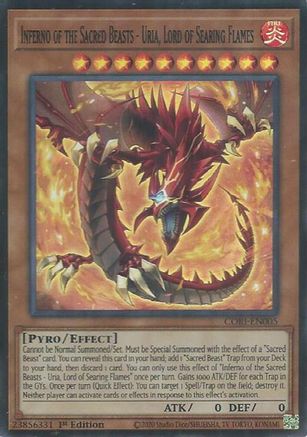 Inferno of the Sacred Beasts - Uria, Lord of Searing Flames Super Rare - Chaos Origins 1st Edition