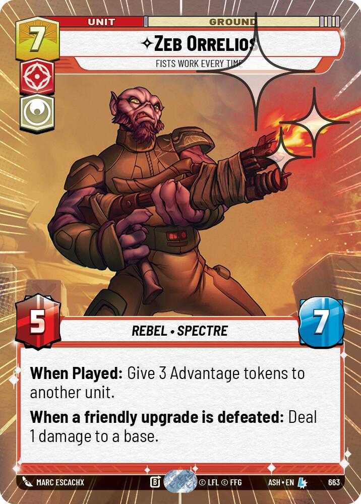 Zeb Orrelios - Fists Work Every Time (663) (Hyperspace Foil) (663) [Ashes of the Empire]