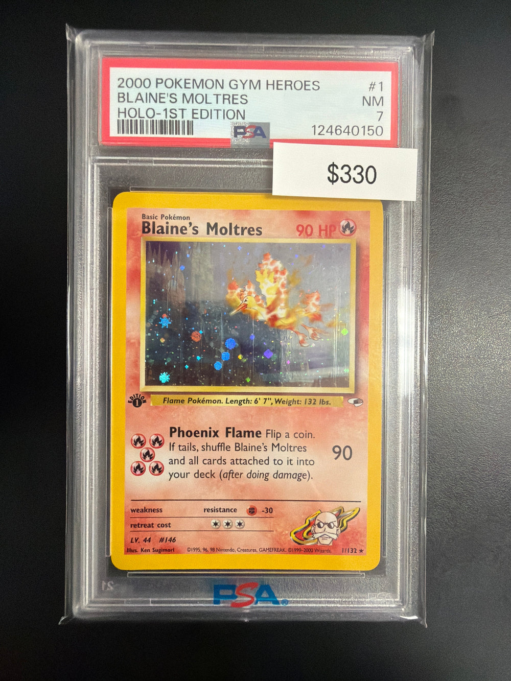 Pokemon Gym Heroes Blaine's Moltres #1 1st Ed. PSA 7