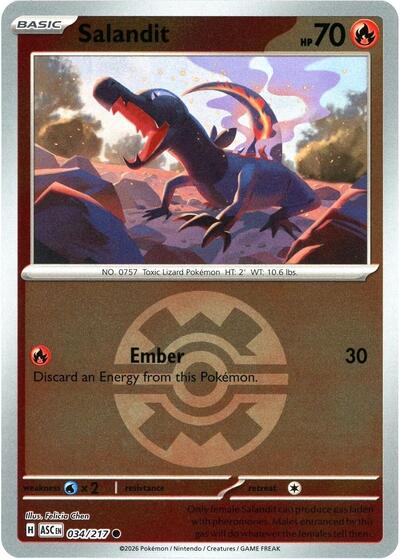 Salandit - Quick Ball - 034/217 - Common [me025-034] [Reverse Holo]