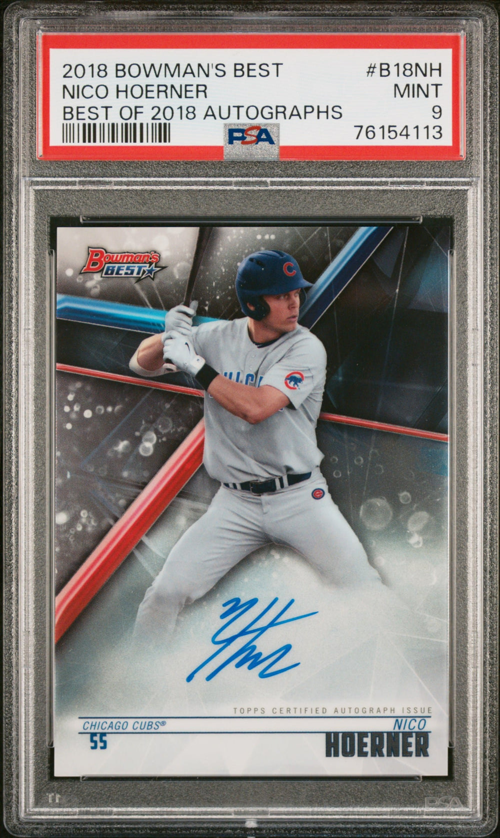 2018 Bowman's Best Nico Hoerner #B18NH Autograph PSA 9