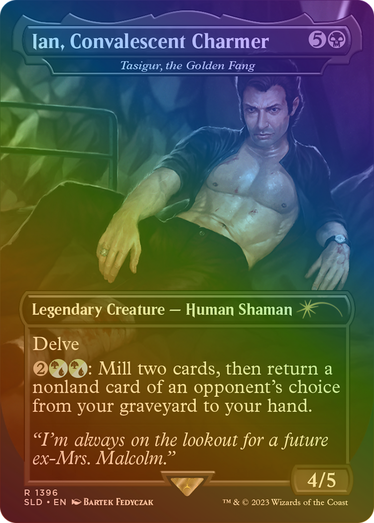 Tasigur, the Golden Fang (SLD-1396â˜…) - Secret Lair Drop / Ian, Convalescent Charmer (Borderless) Foil