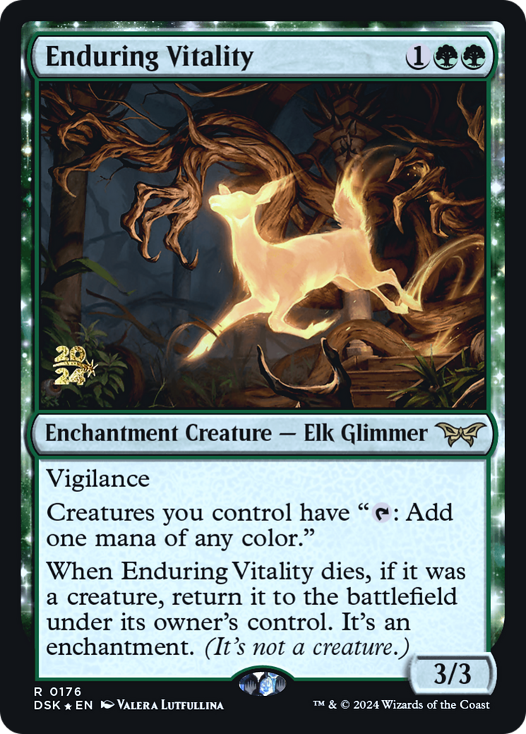 Enduring Vitality (PRE-176S) - Duskmourn: House of Horror Promos: (enchantment) Foil