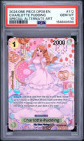 2024 ONE PIECE OP08-TWO LEGENDS #112 CHARLOTTE PUDDING SPECIAL ALTERNATE ART PSA 10