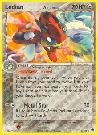 Ledian (Delta Species) (18/101) - Dragon Frontiers Reverse Holofoil