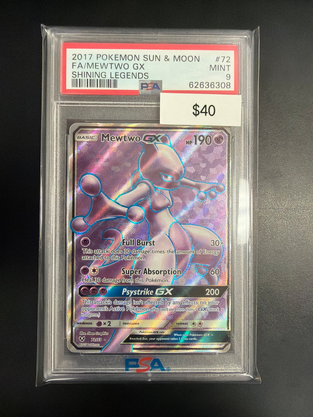 Pokemon Mewtwo GX #72 PSA 9