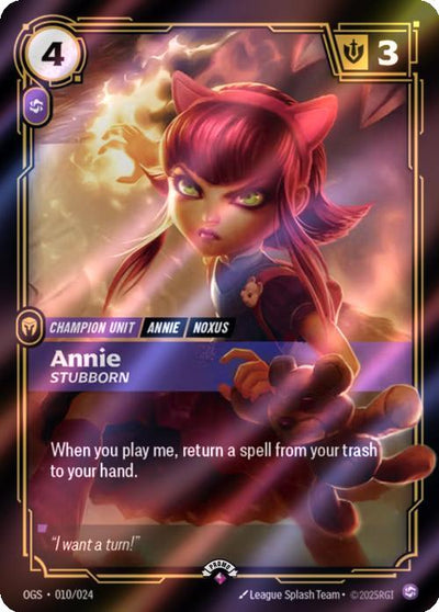 Annie - Stubborn - 010/024 [Riftbound Organized Play Promotional Cards] [Foil]