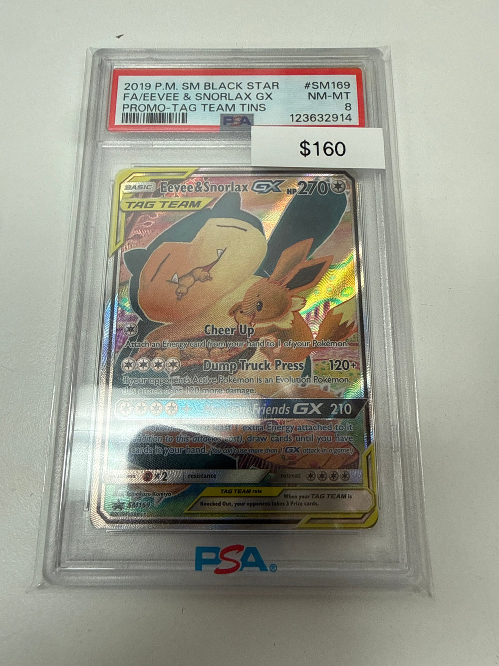 Pokemon Eevee & Snorlax Gx PSA 8