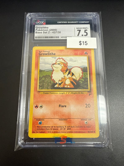 Pokemon Growlithe Non-Holo #42/130 CGC 7.5
