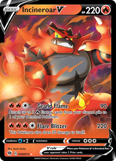 Incineroar V 8 73 Champions Path Holofoil