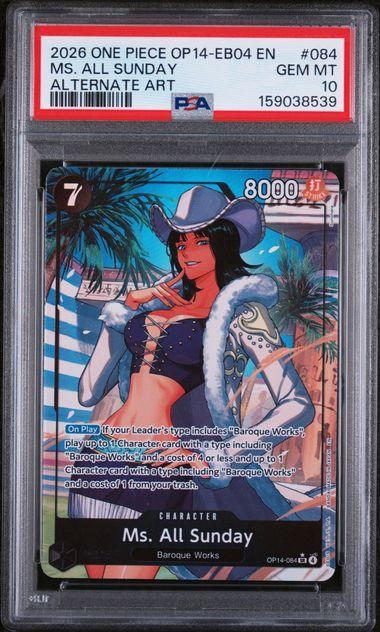 2026 ONE PIECE OP14-EB04-THE AZURE SEA'S SEVEN 084 MS. ALL SUNDAY ALTERNATE ART PSA 10
