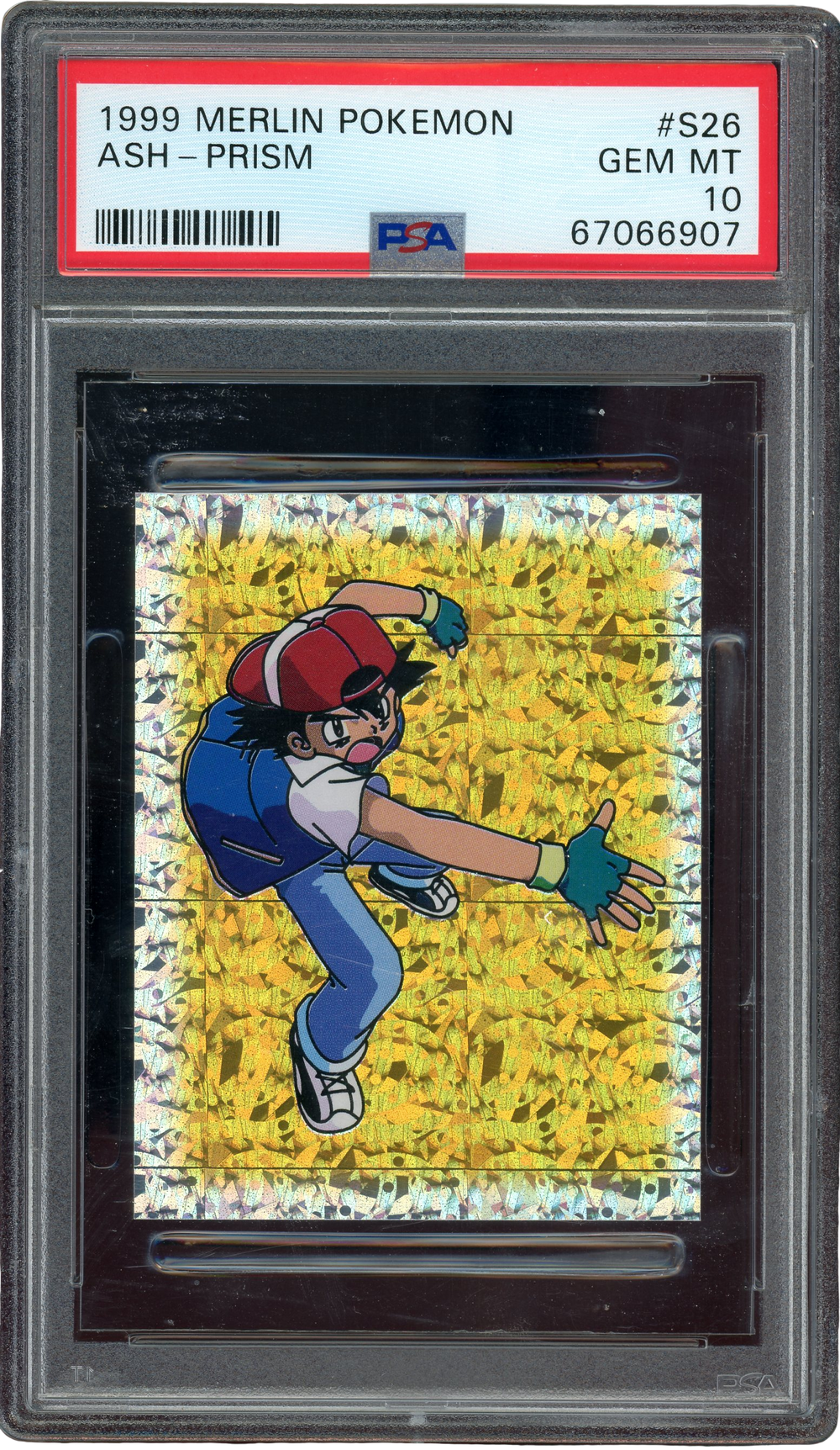 PSA 10 ASH - PRISM 1999 MERLIN POKEMON