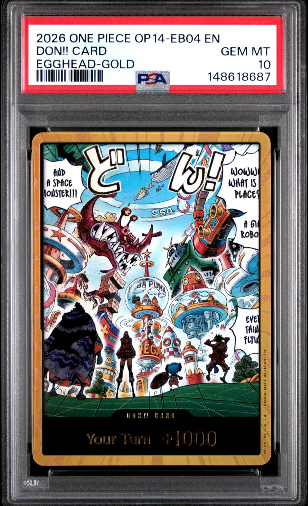 2026 ONE PIECE OP14-EB04-THE AZURE SEA'S SEVEN DON!! CARD EGGHEAD-GOLD PSA 10