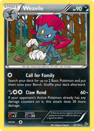 Weavile (52/106) - XY  Flashfire Reverse Holofoil