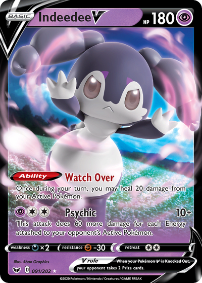 Indeedee V 91 202 Sword Shield Holofoil
