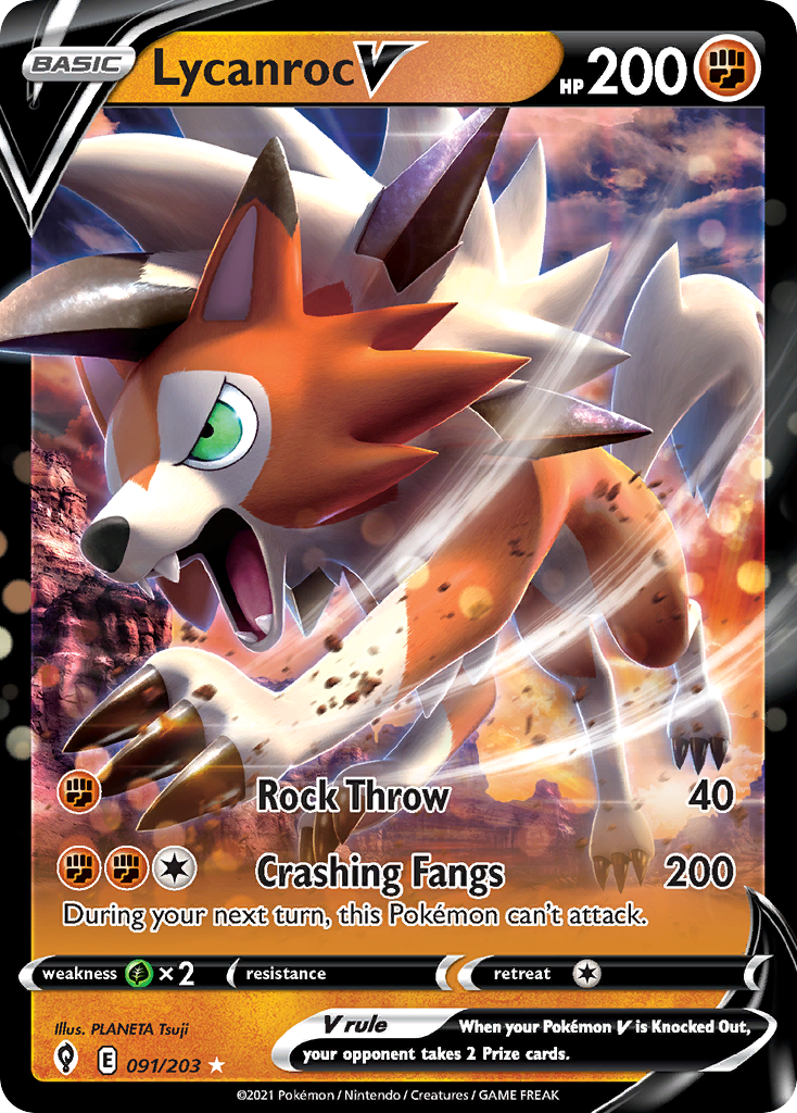 Lycanroc V 91 203 Evolving Skies Holofoil