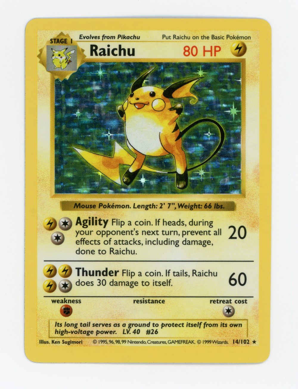 Raichu — Rare|Shadowless|Holo — ID 16488