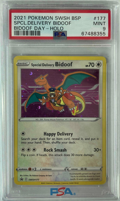 2021 POKEMON BLACK STAR PROMO SPECIAL DELIVERY BIDOOF - HOLO SWSH177 PSA 9