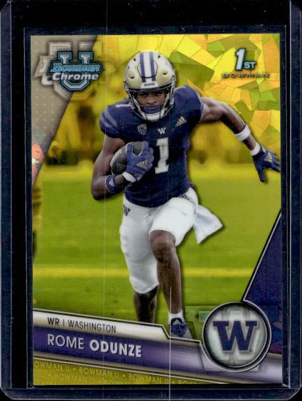 2023 Bowman University Sapphire Rome Odunze #138 Yellow Sapphire Refractor 1st Bowman