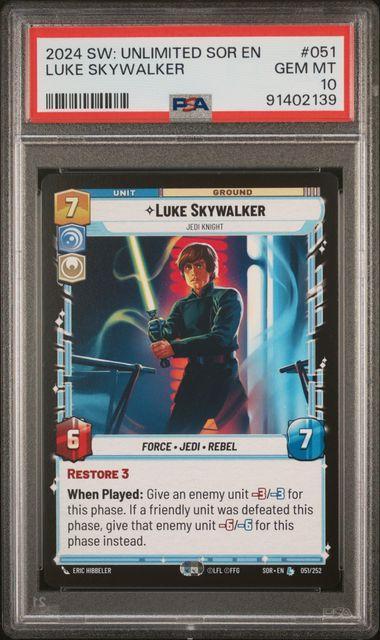 2024 STAR WARS: UNLIMITED SPARK OF REBELLION #051 LUKE SKYWALKER PSA 10