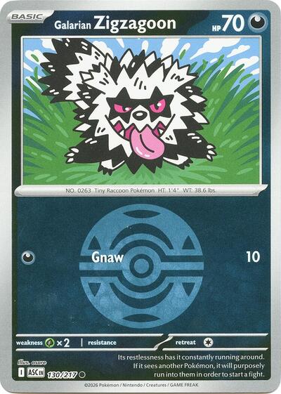 Galarian Zigzagoon - Dusk Ball - 130/217 - Common [me025-130] [Reverse Holo]
