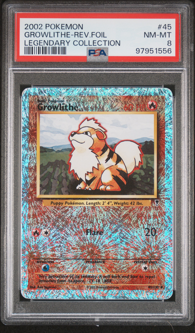 PSA 8 GROWLITHE-REV.FOIL LEGENDARY COLLECTION