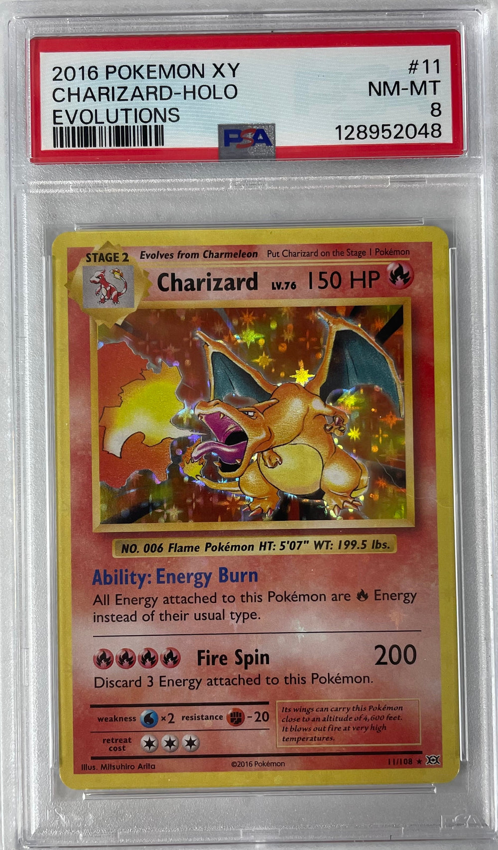 2016 POKEMON XY EVOLUTIONS CHARIZARD - HOLO PSA 8