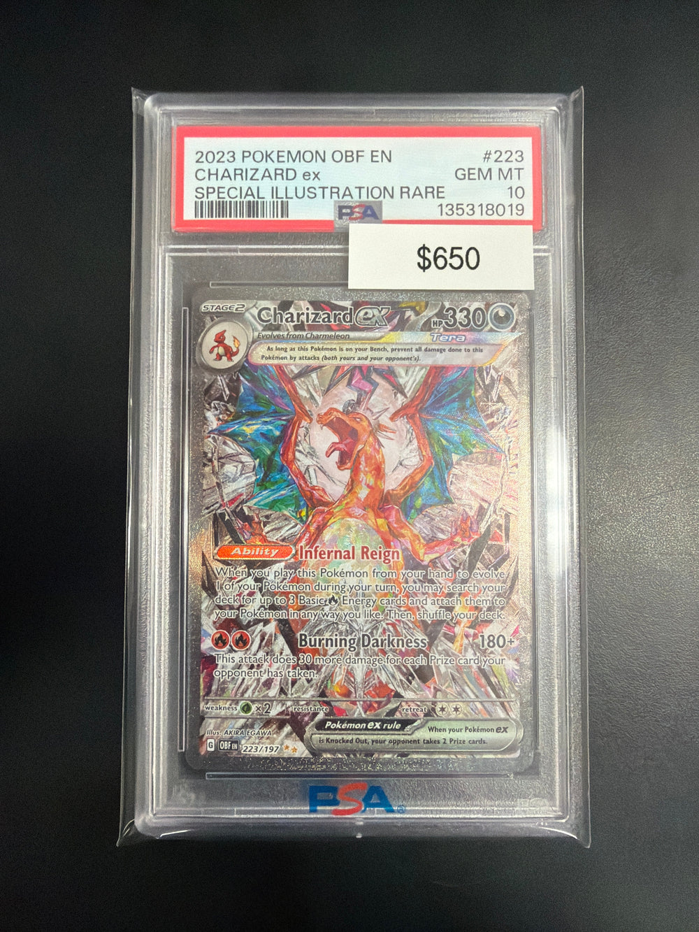 Pokemon Obsidian Flames Charizard EX 223/197 PSA 10
