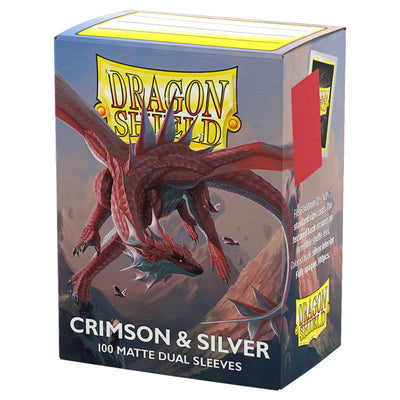 Dragon Shield: Dual Matte Sleeves - Crimson & Silver (100ct)