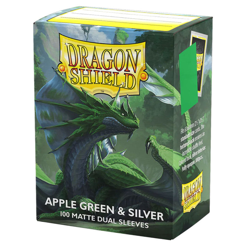 Dragon Shield: Dual Matte Sleeves - Apple Green & Silver (100ct)
