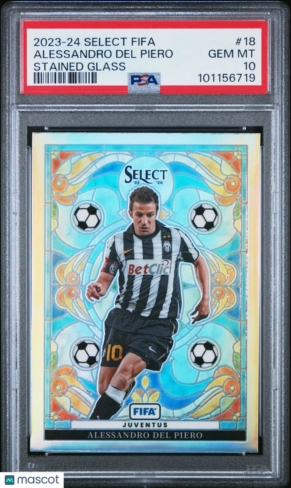 Alessandro Del Piero PSA 10 2023-24 23-24 Panini Select FIFA Stained Glass POP 2