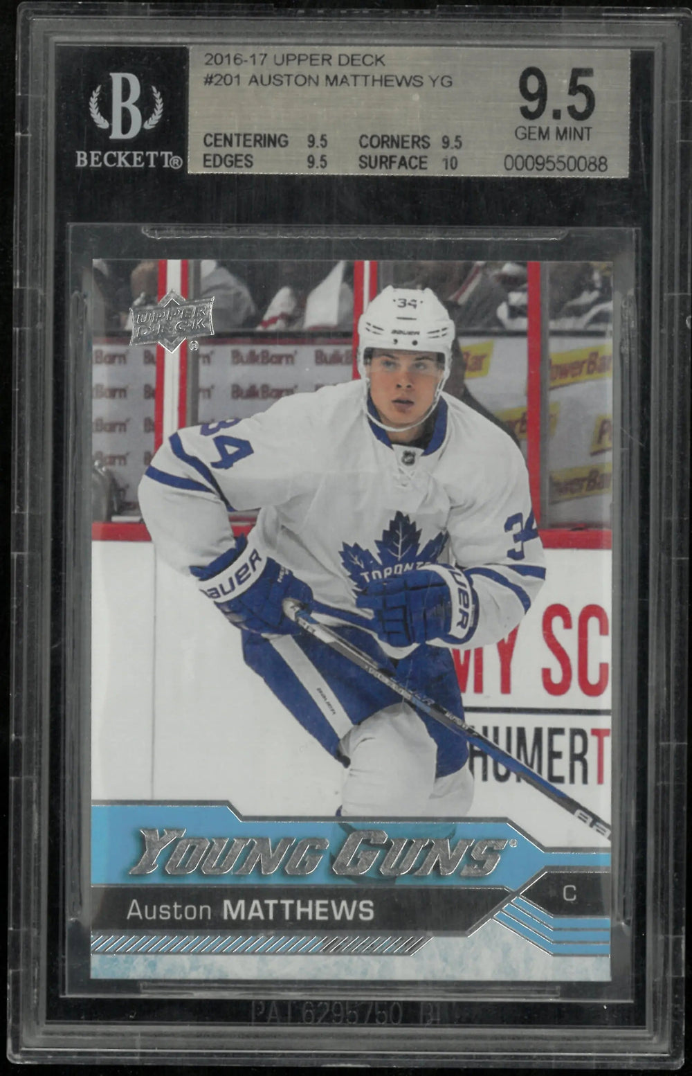 Auston Matthews Young Guns RC Rookie BGS 9.5 2016-17 UD Upper Deck