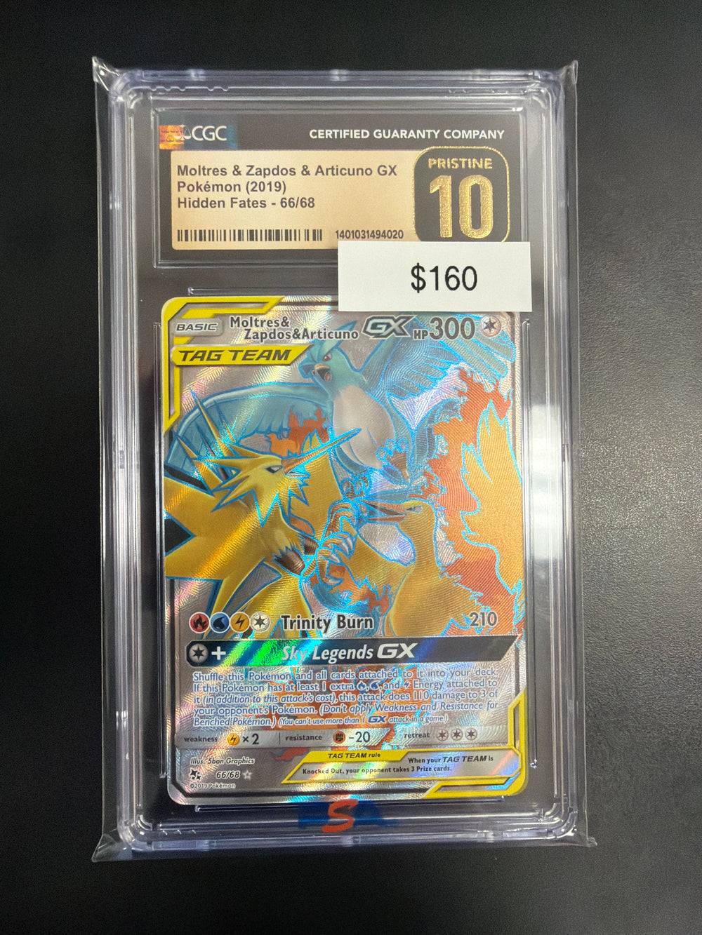 Pokemon Moltres & Zapdos & Articuno GX CGC 10