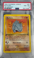 1999 POKEMON JUNGLE #61 RHYHORN 1ST EDITION PSA 8