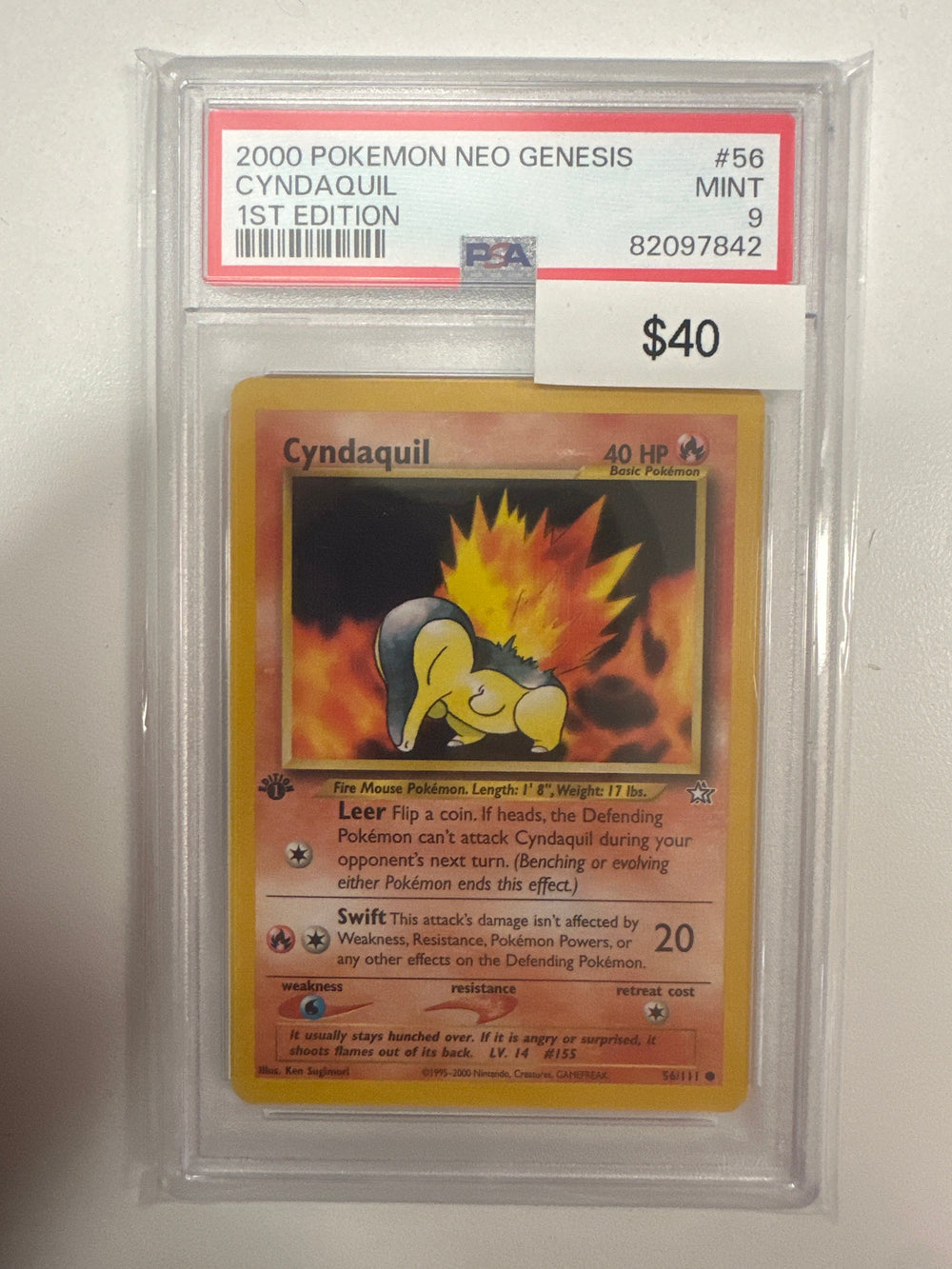 Pokemon Cyndaquil 1st edition 56/111 PSA 9