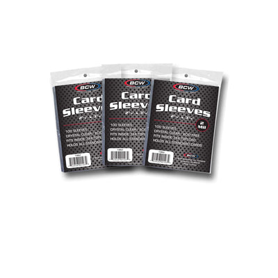 BCW Standard Card Sleeves - 2-5/8" x 3-5/8" - 3 Packs (300 Total)|Trading Card Sleeves for Baseball, Basketball, Football, Hockey, Pokemon, MTG, etc