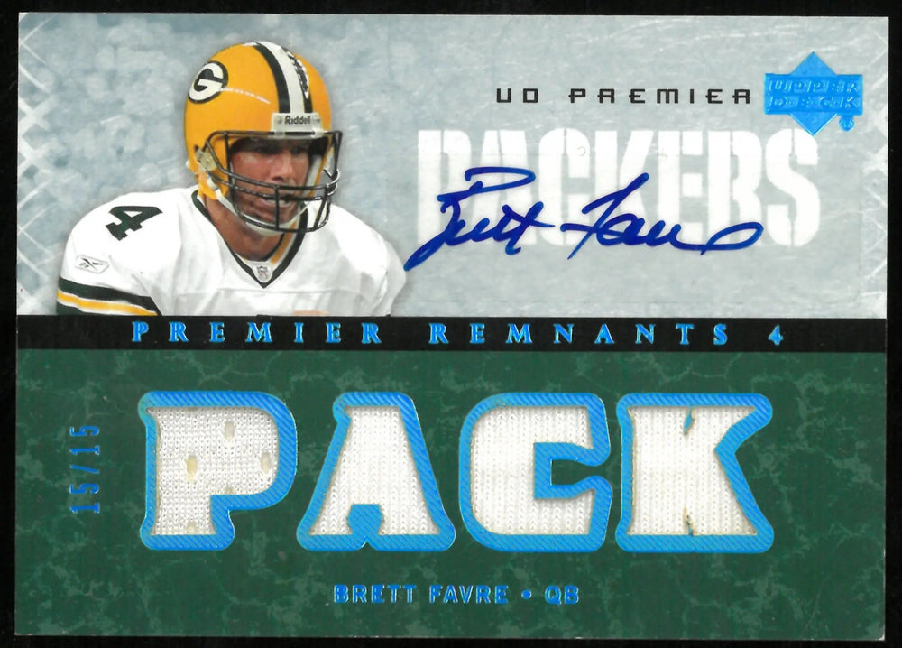 Brett Favre UD Premier /15 15/15 Remnants Patch Auto 2007