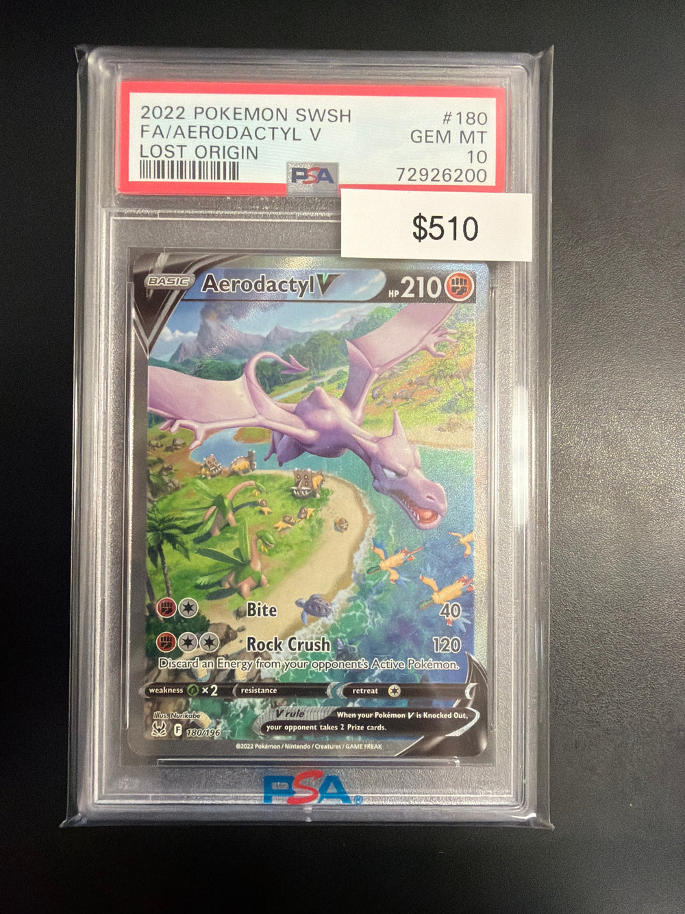Pokemon Lost Orogin Aerodactyl V #180 PSA 10