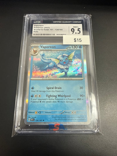 Pokemom Vaporeon Holo #134/165 CGC 9.5