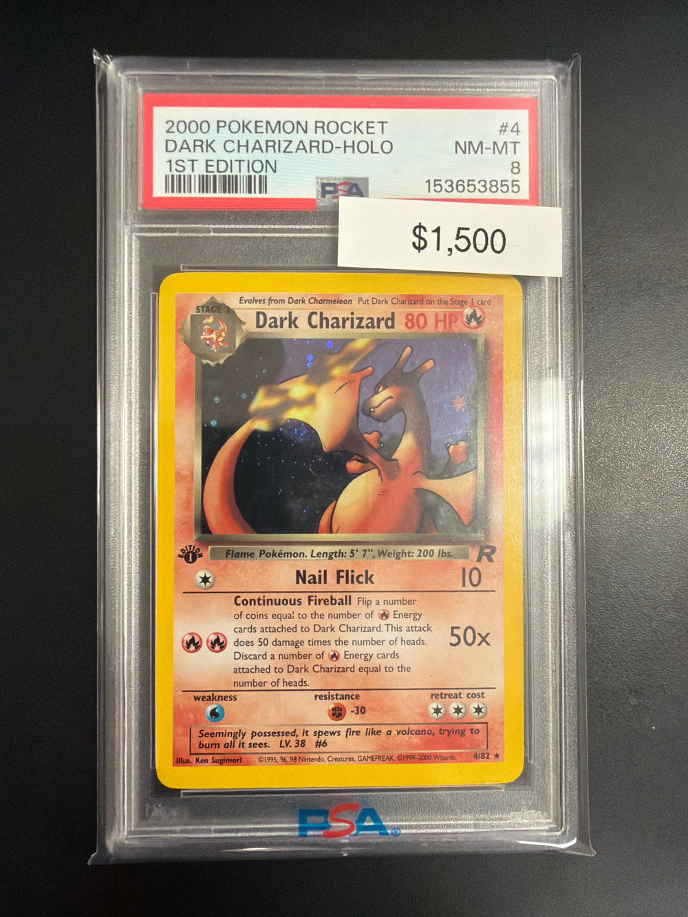 Pokemon Team Rocket 1st Edition Dark Charizard #4 PSA 8