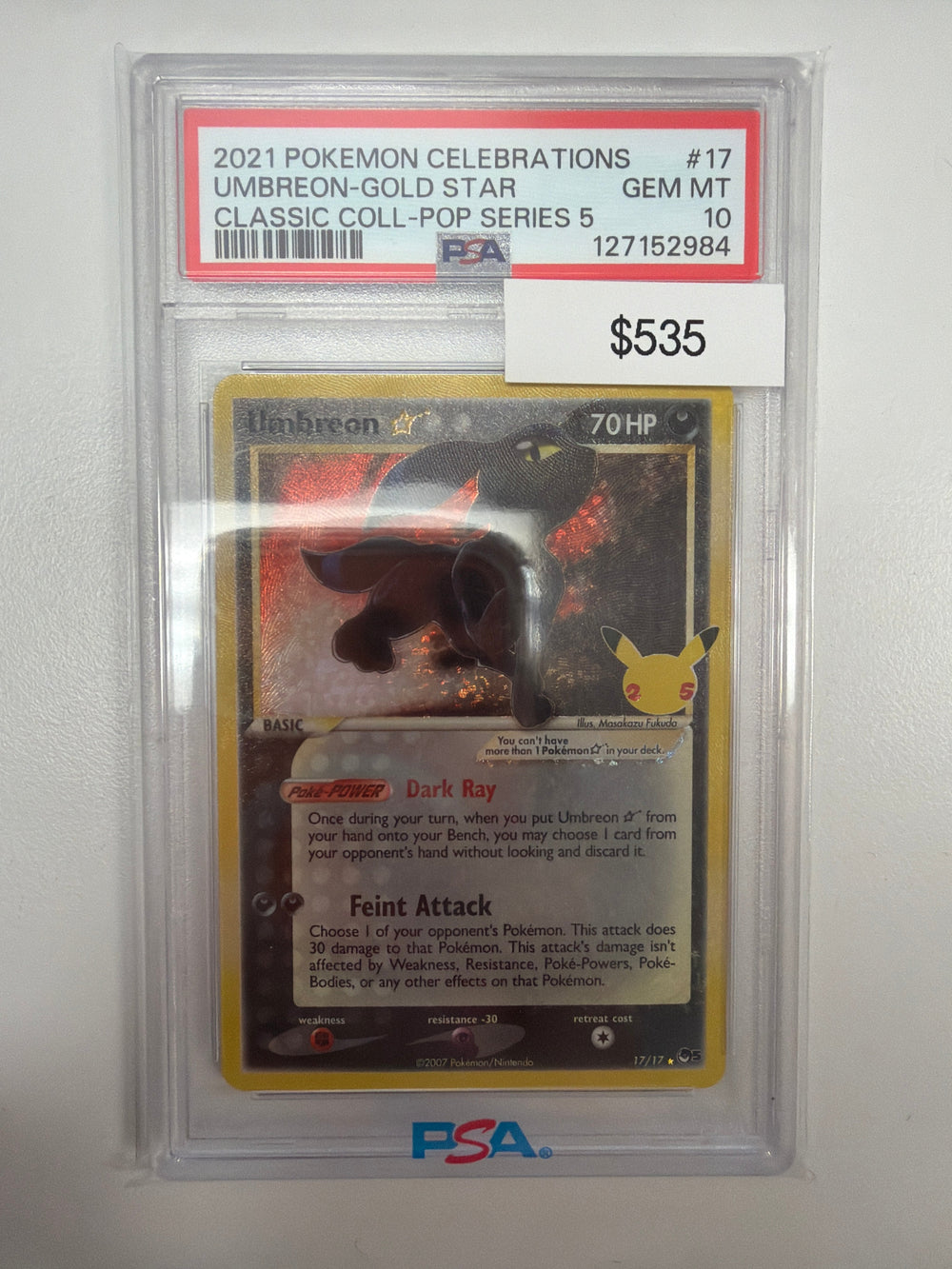 Pokemon Umbreon Star Classic Collection PSA 10