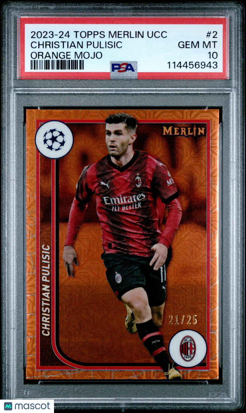 Christian Pulisic Orange Mogo /25 PSA 10 2023-24 Topps Merlin UCC