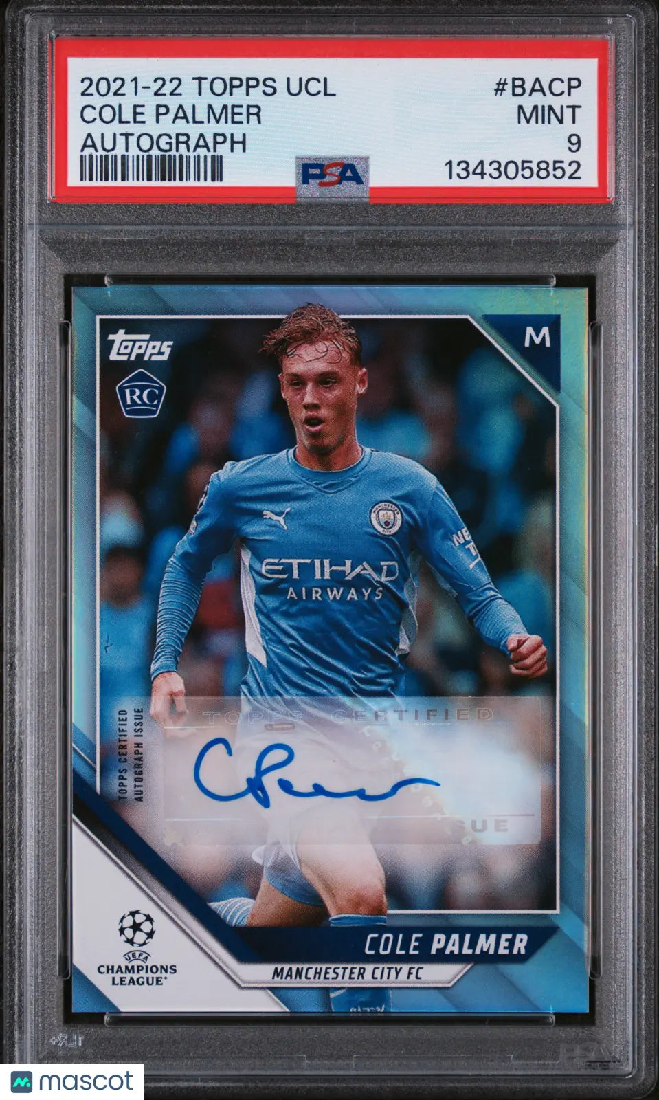 Cole Palmer PSA 9 RC Auto Rookie 2021-22 Topps UEFA Champions League Autograph