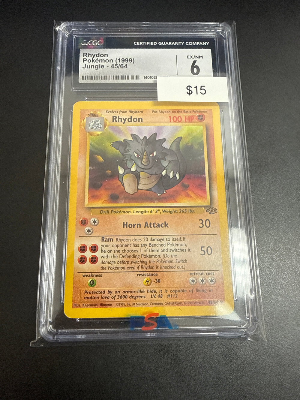 Pokemon Rhydon Non-Holo #45/64 CGC 6