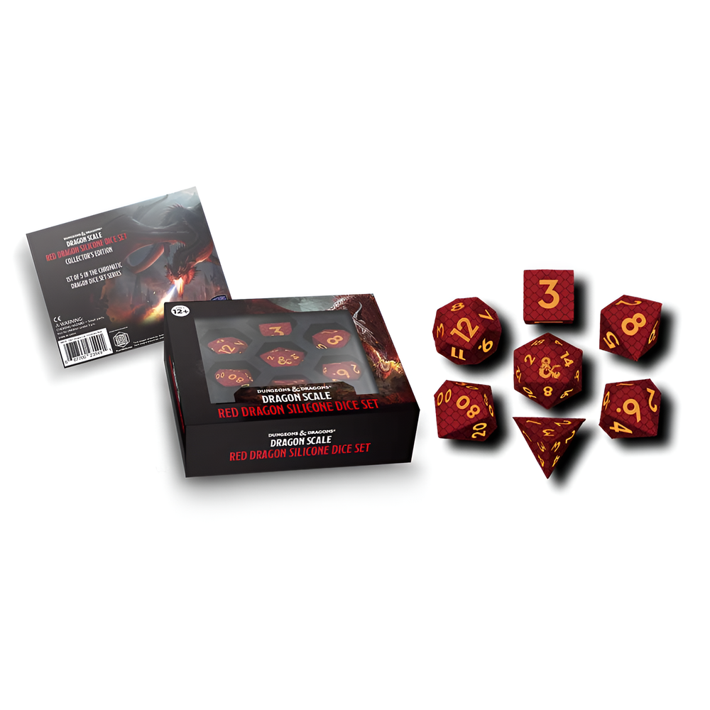 Fanroll: Dungeons and Dragons: Dragon Scale Silicone Dice Set: Red [7ct Poly Set]