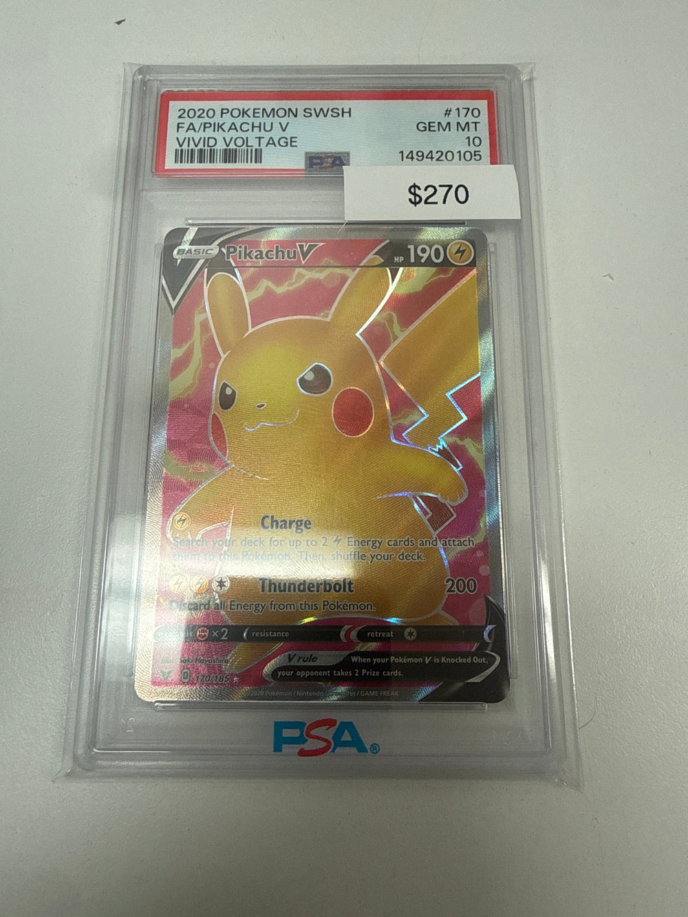 Pokemon Pikachu V #170/185 PSA 10