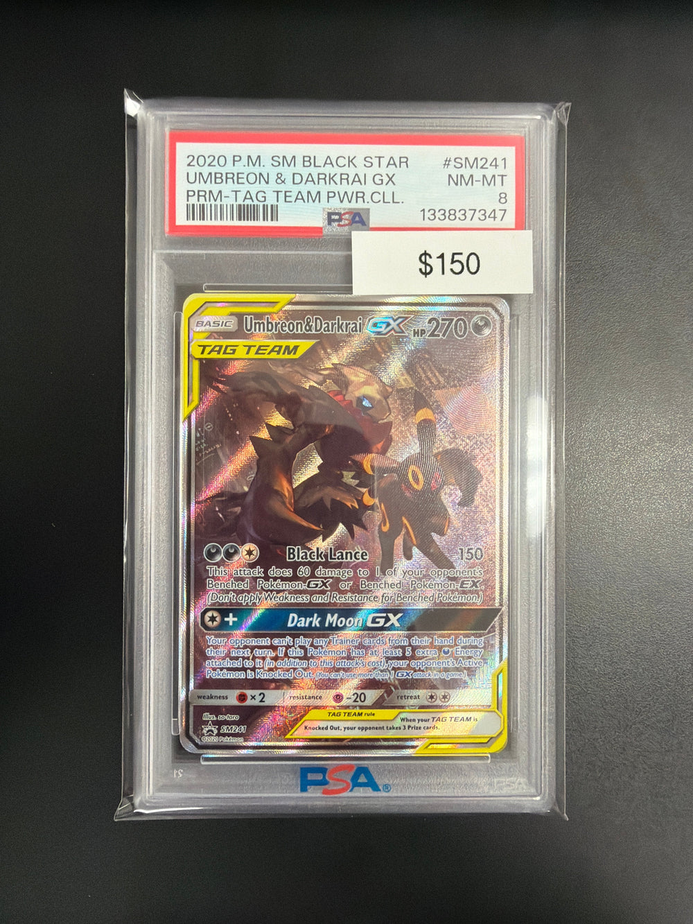 Pokemon Umbreon & Darkrai GX #SM241 PSA 8
