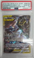 2019 POKEMON SM BLACK STAR PROMO #SM193 FA/GARCH. & GIRAT.GX PROMO-PWR.PRTNRSHP.TINS PSA 10
