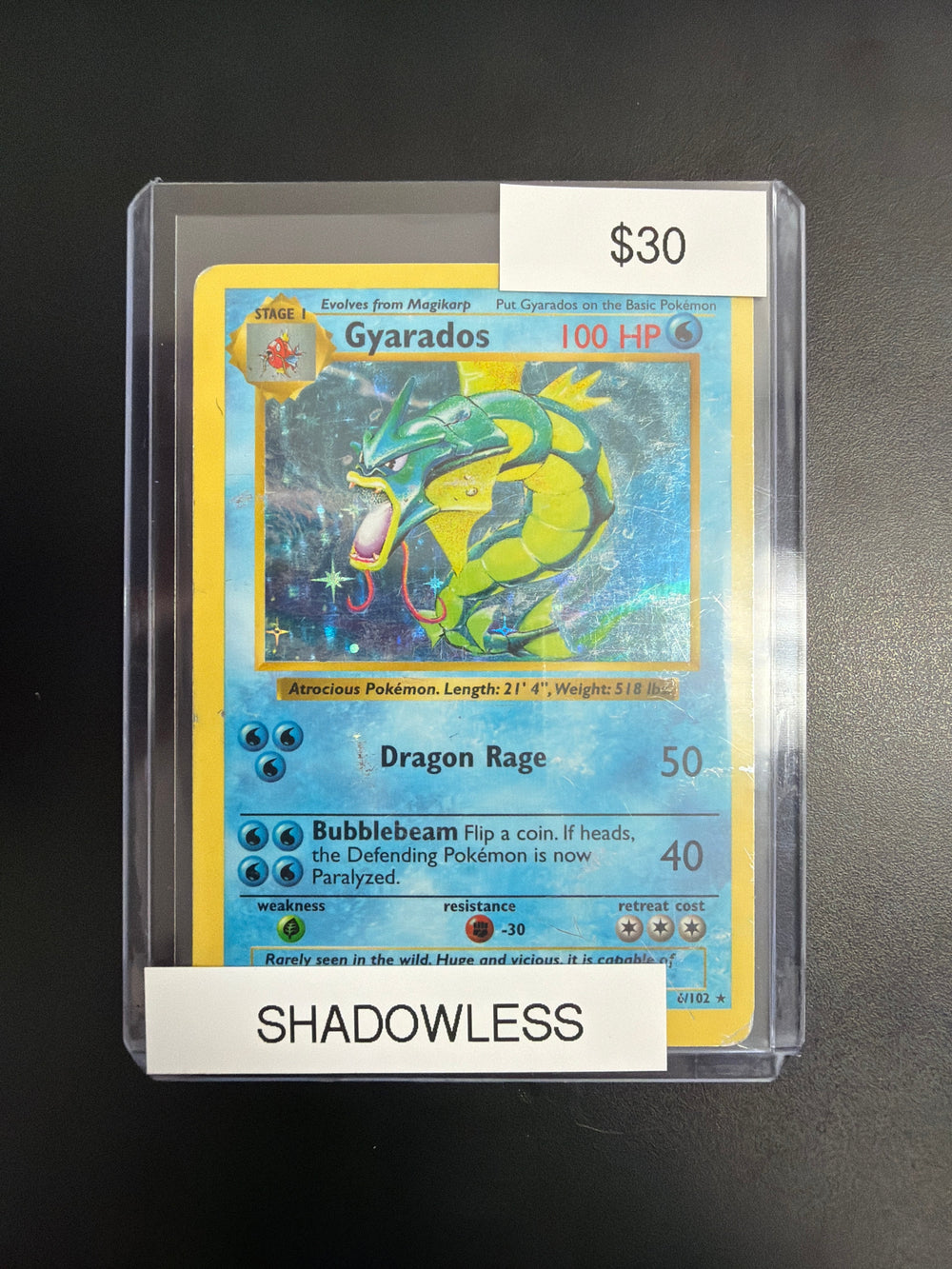 Pokemon Gyarados Base Set Shadowless #6/102 HP